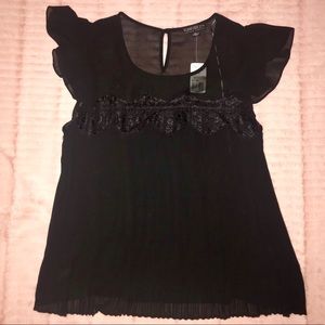 Sophisticated Pleated Black Plus Blouse